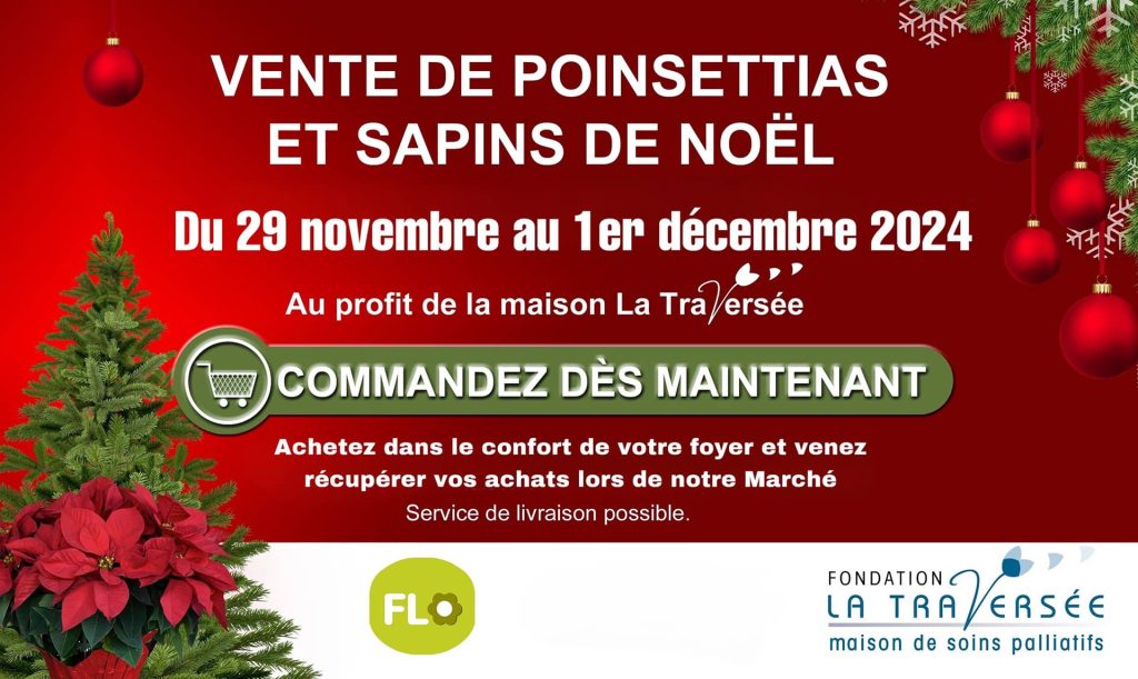 vente de poinsettias et sapins de noel